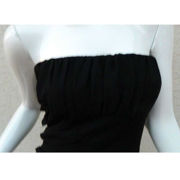 Zara Dress Strapless Black Chiffon Draped Size Large - Picture 2 of 7